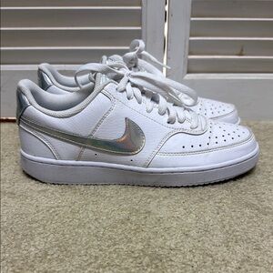 Nike White Shoes with Shimmering Swoosh